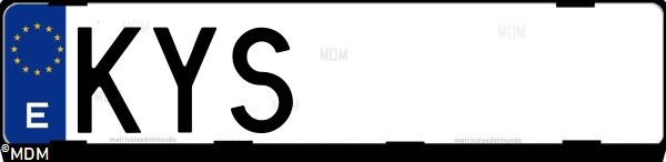Matrícula española KYS, correspondiente al año 2019