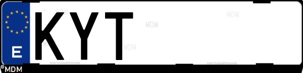 Matrícula española KYT, correspondiente al año 2019