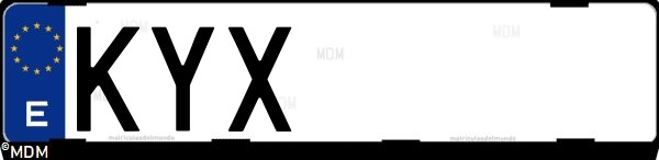 Matrícula española KYX, correspondiente al año 2019