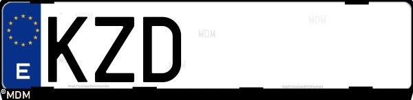 Matrícula española KZD, correspondiente al año 2019