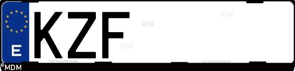 Matrícula española KZF, correspondiente al año 2019