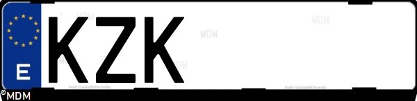 Matrícula española KZK, correspondiente al año 2019