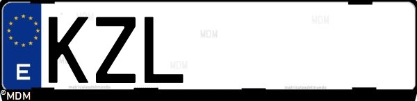 Matrícula española KZL, correspondiente al año 2019