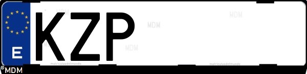 Matrícula española KZP, correspondiente al año 2019