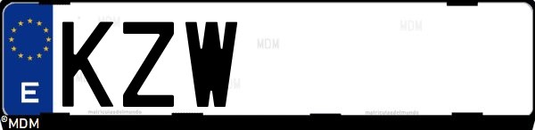 Matrícula española KZW, correspondiente al año 2019