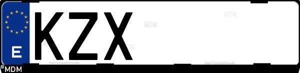 Matrícula española KZX, correspondiente al año 2019