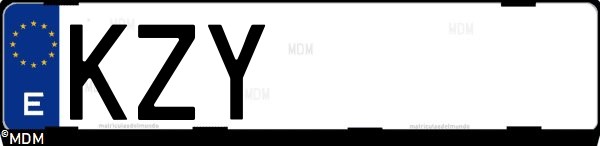 Matrícula española KZY, correspondiente al año 2019