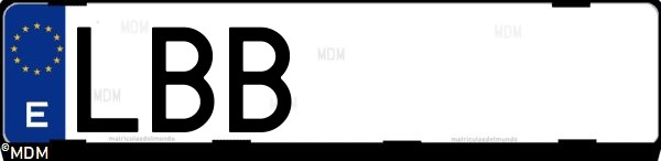 Matrícula española LBB, correspondiente al año 2019