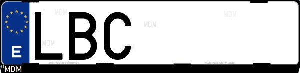 Matrícula española LBC, correspondiente al año 2019