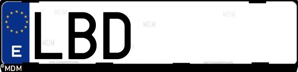 Matrícula española LBD, correspondiente al año 2019