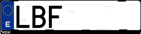 Matrícula española LBF, correspondiente al año 2019