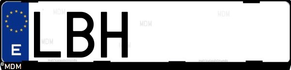 Matrícula española LBH, correspondiente al año 2019
