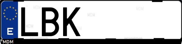 Matrícula española LBK, correspondiente al año 2019