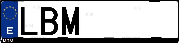 Matrícula española LBM, correspondiente al año 2019