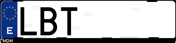 Matrícula española LBT, correspondiente al año 2019