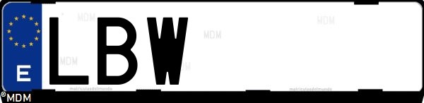 Matrícula española LBW, correspondiente al año 2019