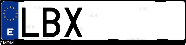 Matrícula española LBX, correspondiente al año 2019