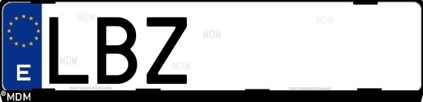 Matrícula española LBZ, correspondiente al año 2019