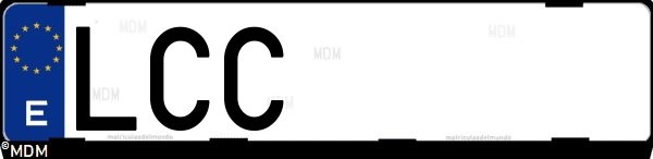 Matrícula española LCC, correspondiente al año 2019