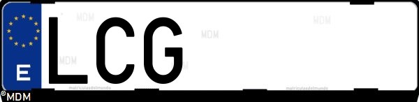 Matrícula española LCG, correspondiente al año 2019