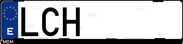 Matrícula española LCH, correspondiente al año 2019