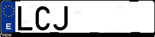 Matrícula española LCJ, correspondiente al año 2019