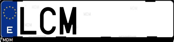 Matrícula española LCM, correspondiente al año 2019