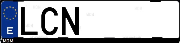 Matrícula española LCN, correspondiente al año 2019