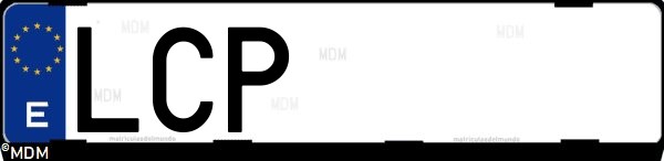 Matrícula española LCP, correspondiente al año 2019