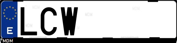 Matrícula española LCW, correspondiente al año 2019