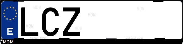 Matrícula española LCZ, correspondiente al año 2019