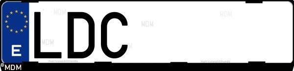 Matrícula española LDC, correspondiente al año 2019