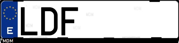 Matrícula española LDF, correspondiente al año 2019