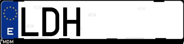 Matrícula española LDH, correspondiente al año 2019