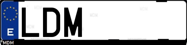 Matrícula española LDM, correspondiente al año 2019