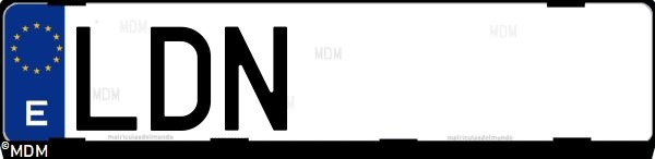 Matrícula española LDN, correspondiente al año 2019