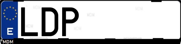 Matrícula española LDP, correspondiente al año 2019