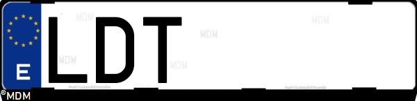 Matrícula española LDT, correspondiente al año 2020