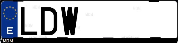 Matrícula española LDW, correspondiente al año 2020