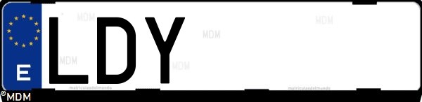 Matrícula española LDY, correspondiente al año 2020