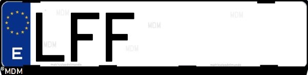 Matrícula española LFF, correspondiente al año 2020