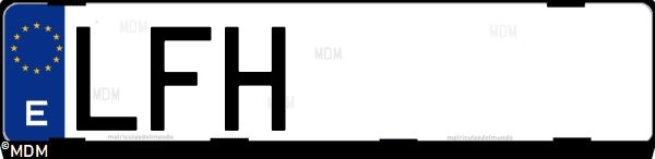 Matrícula española LFH, correspondiente al año 2020