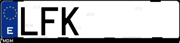 Matrícula española LFK, correspondiente al año 2020