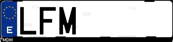 Matrícula española LFM, correspondiente al año 2020