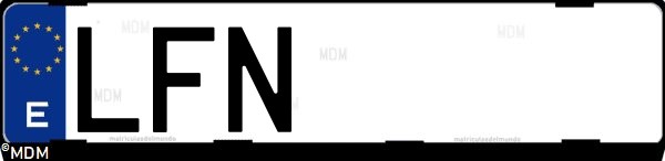 Matrícula española LFN, correspondiente al año 2020