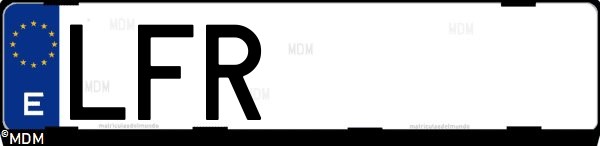 Matrícula española LFR, correspondiente al año 2020