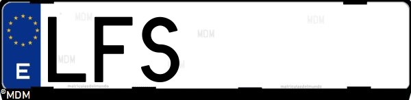 Matrícula española LFS, correspondiente al año 2020