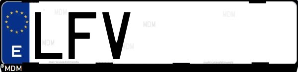 Matrícula española LFV, correspondiente al año 2020