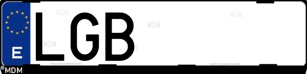 Matrícula española LGB, correspondiente al año 2020