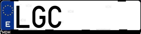 Matrícula española LGC, correspondiente al año 2020